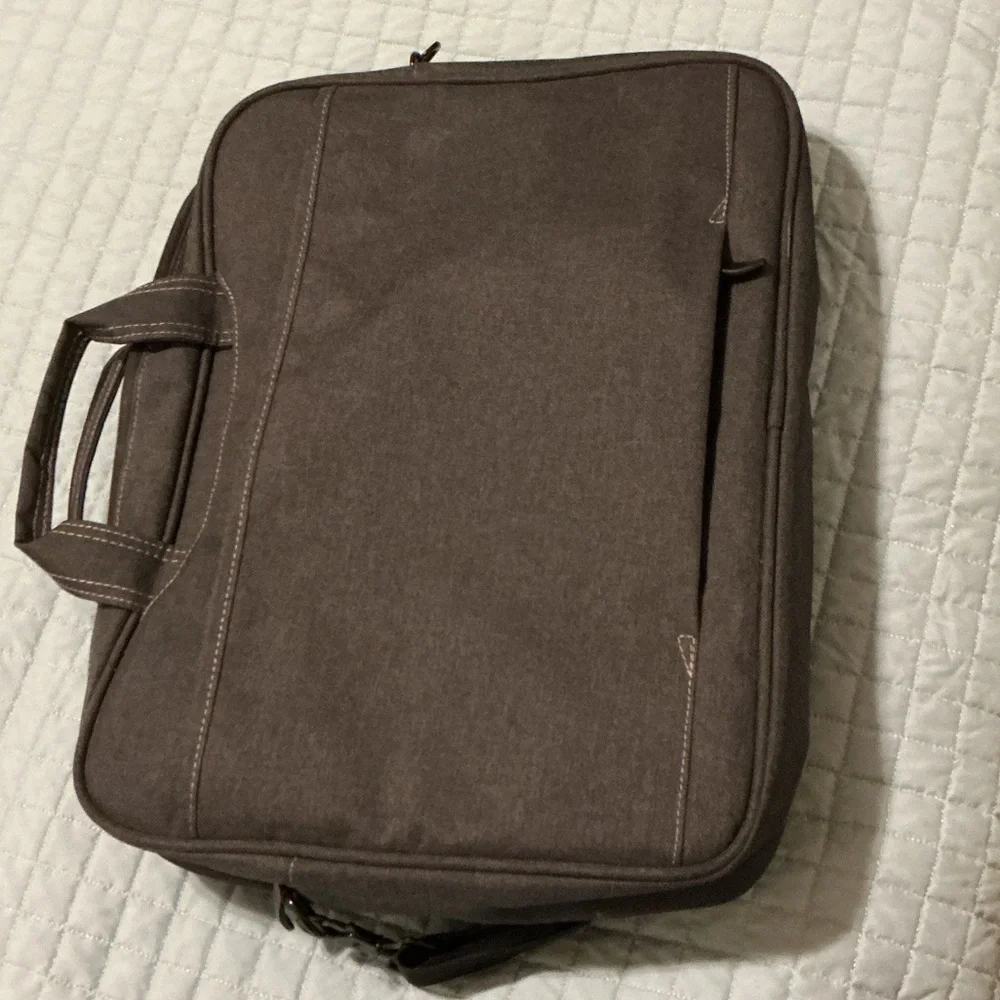 Grey Canvas Laptop Briefcase Bag
